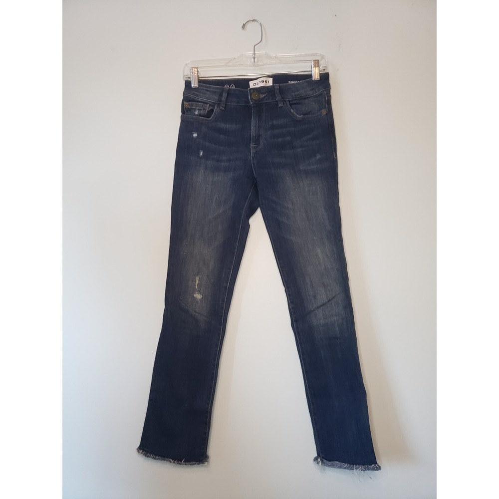 DL 1961 Jeans Womens Sz 26 Mara Mid Rise Instasculpt Straight Ankle Distressed